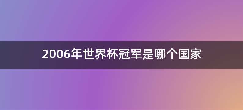 2006年世界杯冠军是哪个国家