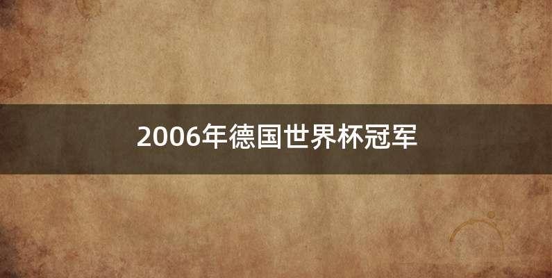 2006年德国世界杯冠军