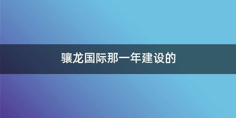 骧龙国际那一年建设的