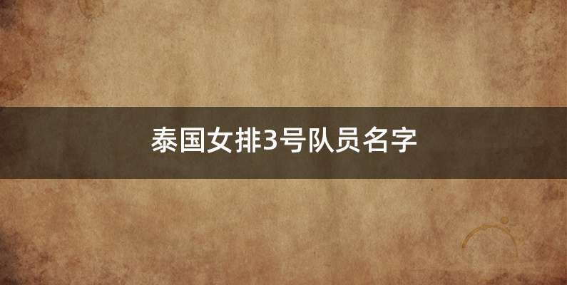 泰国女排3号队员名字