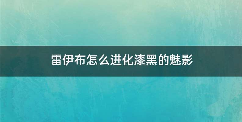 雷伊布怎么进化漆黑的魅影