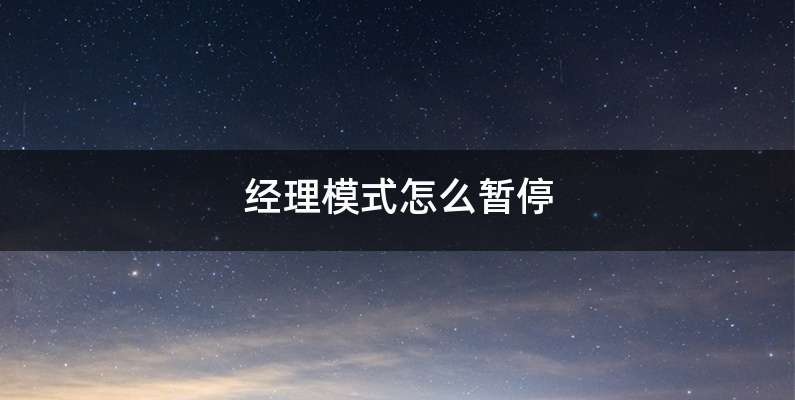 经理模式怎么暂停