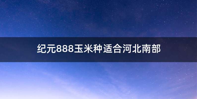 纪元888玉米种适合河北南部