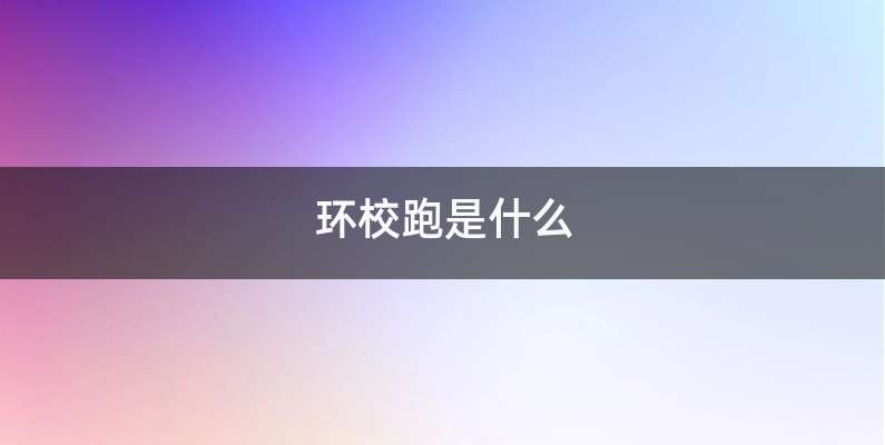 环校跑是什么