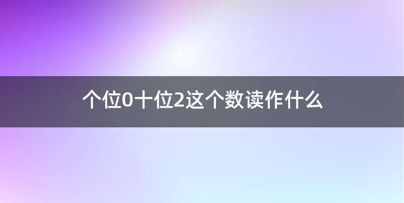 个位0十位2这个数读作什么