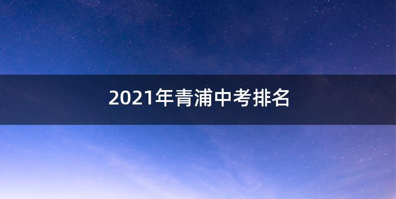 2021年青浦中考排名