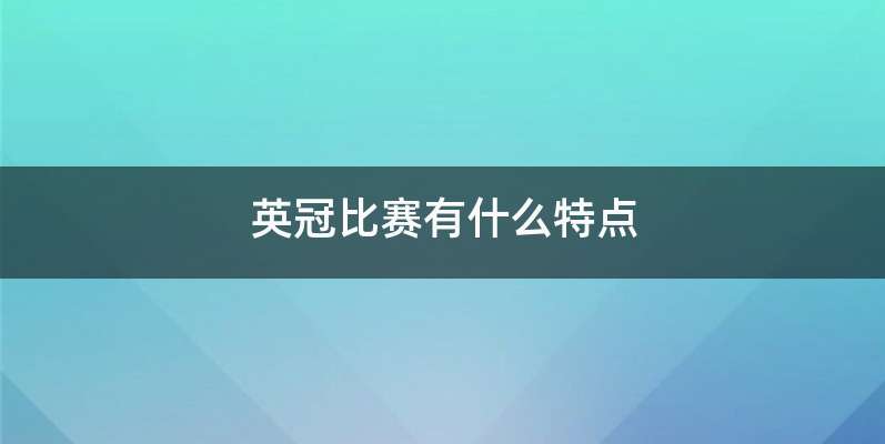 英冠比赛有什么特点