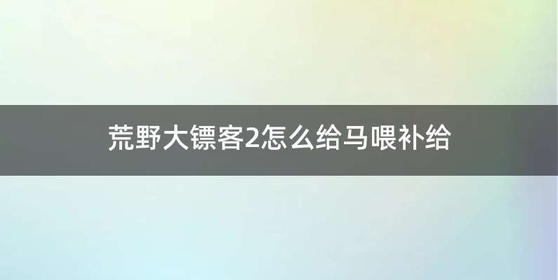 荒野大镖客2怎么给马喂补给