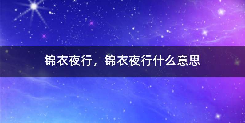 锦衣夜行，锦衣夜行什么意思