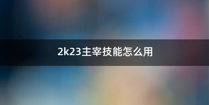 2k23主宰技能怎么用