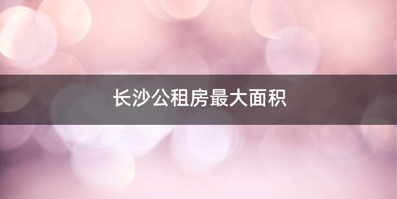 长沙公租房最大面积