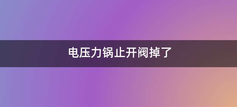 电压力锅止开阀掉了