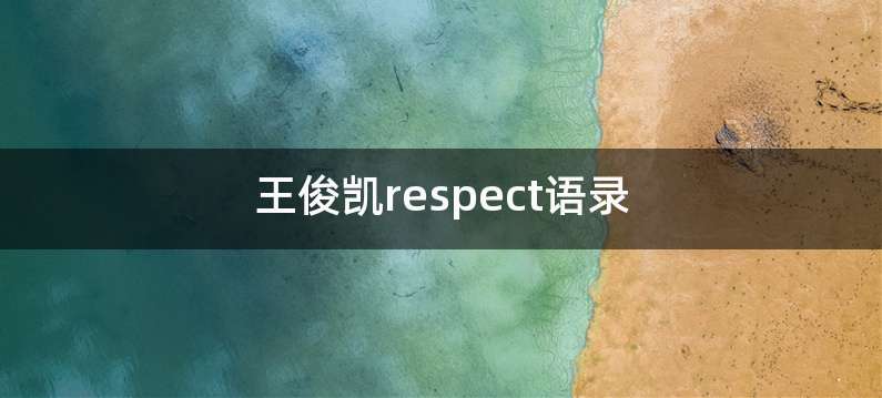 王俊凯respect语录