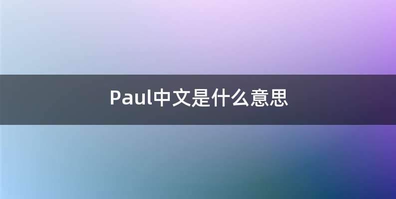 Paul中文是什么意思