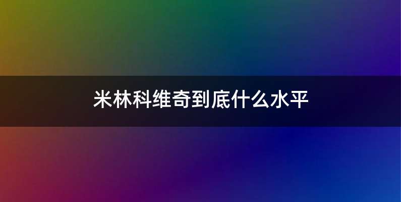 米林科维奇到底什么水平