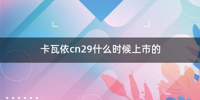 卡瓦依cn29什么时候上市的