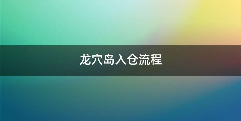 龙穴岛入仓流程