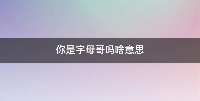 你是字母哥吗啥意思