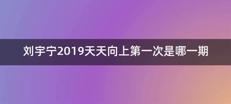 刘宇宁2019天天向上第一次是哪一期