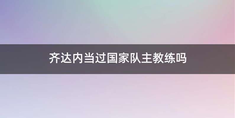 齐达内当过国家队主教练吗