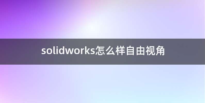 solidworks怎么样自由视角