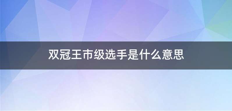 双冠王市级选手是什么意思