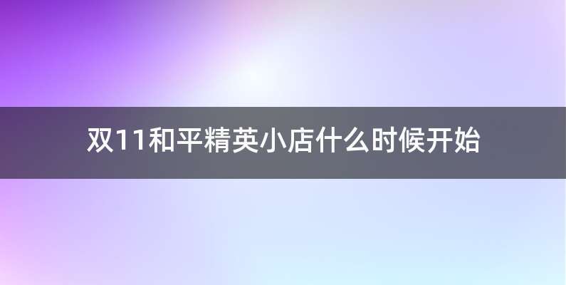 双11和平精英小店什么时候开始