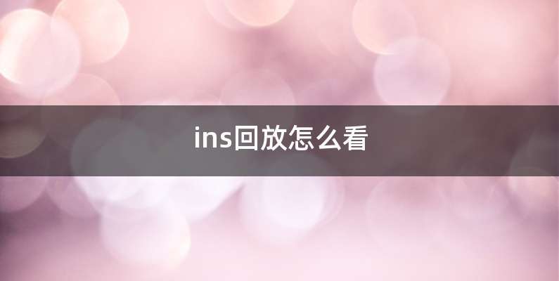 ins回放怎么看