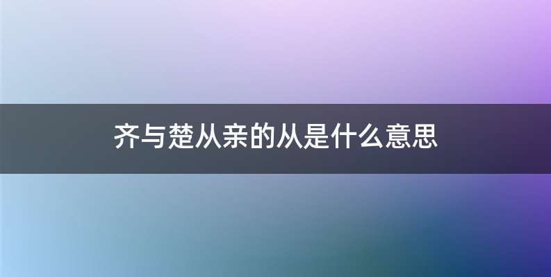 齐与楚从亲的从是什么意思