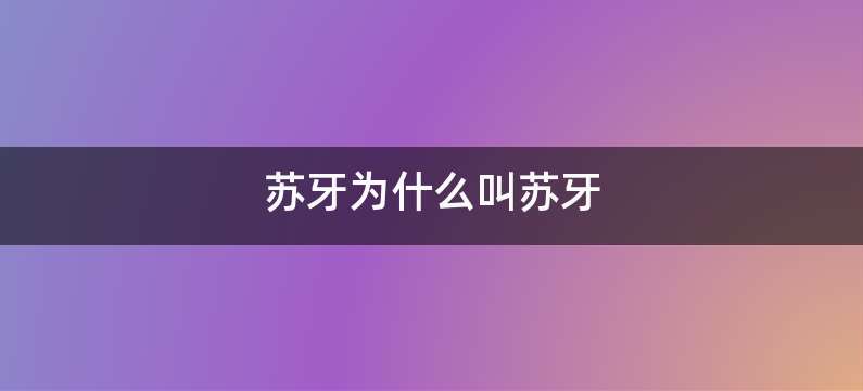 苏牙为什么叫苏牙