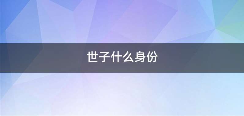 世子什么身份