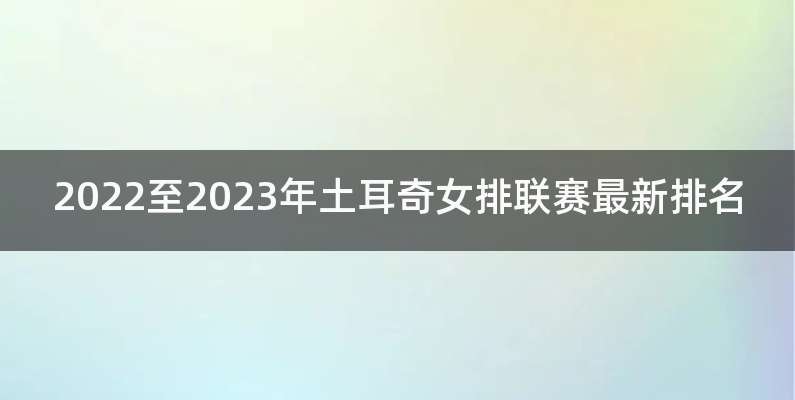 2022至2023年土耳奇女排联赛最新排名