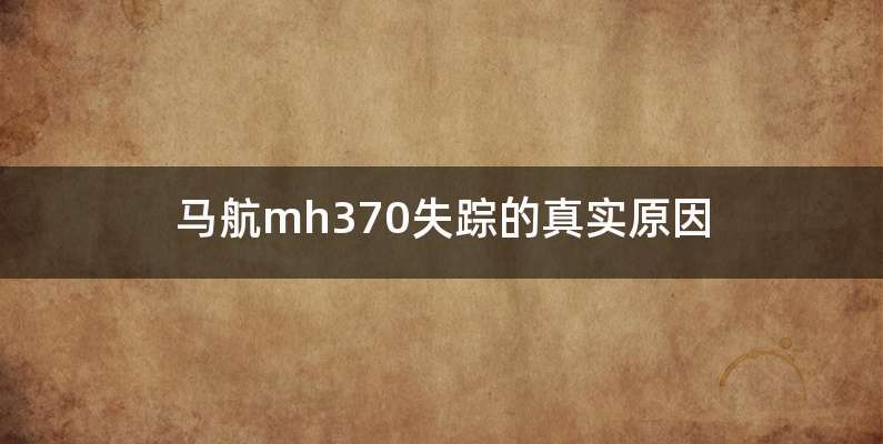 马航mh370失踪的真实原因