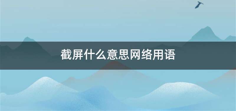 截屏什么意思网络用语