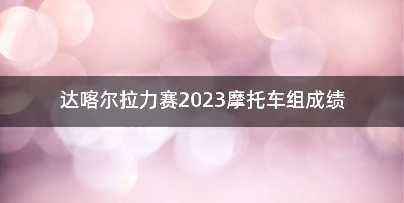 达喀尔拉力赛2023摩托车组成绩