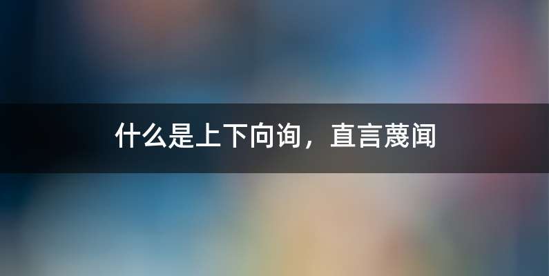 什么是上下向询，直言蔑闻