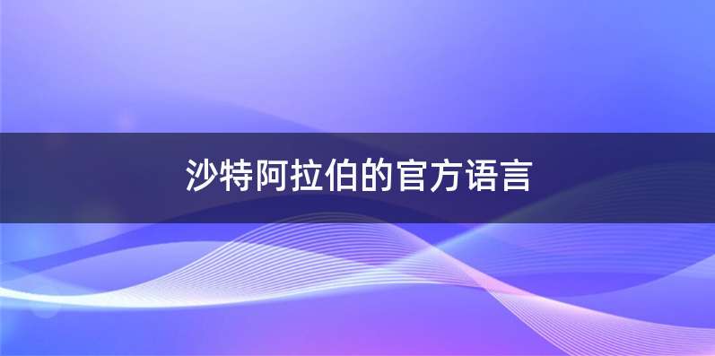 沙特阿拉伯的官方语言