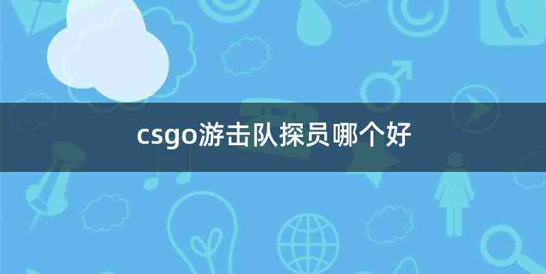 csgo游击队探员哪个好