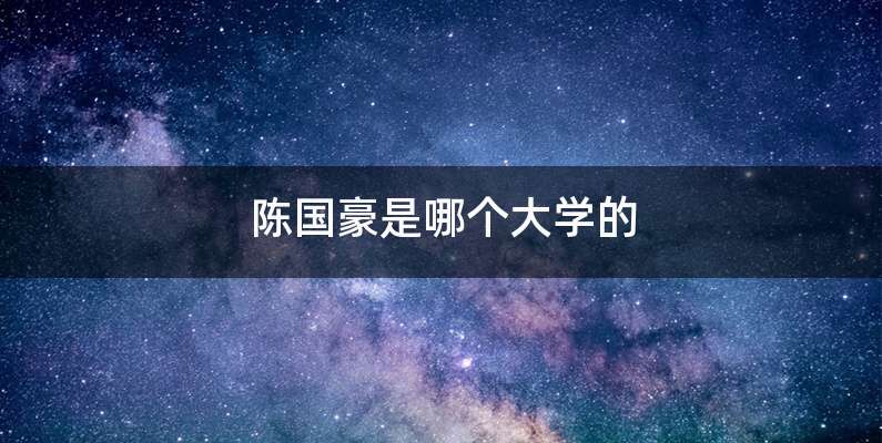 陈国豪是哪个大学的