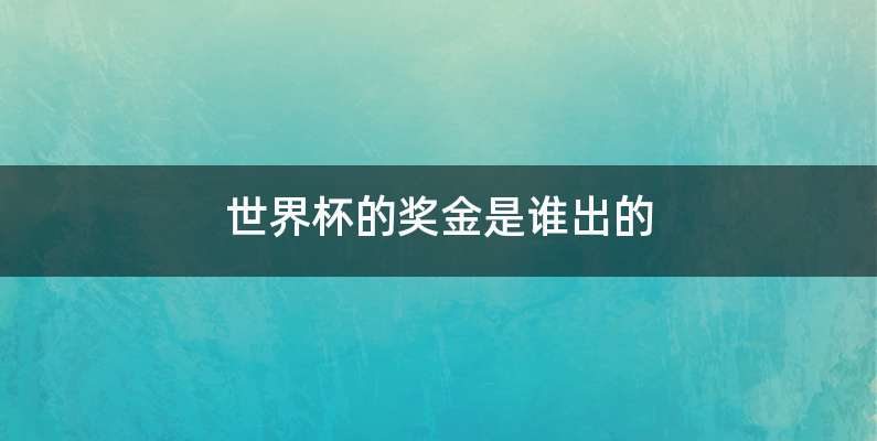 世界杯的奖金是谁出的