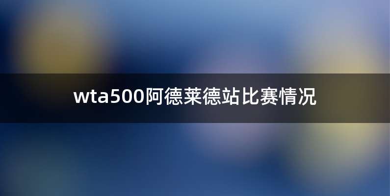 wta500阿德莱德站比赛情况