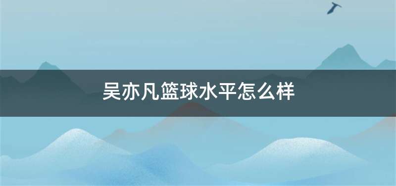 吴亦凡篮球水平怎么样