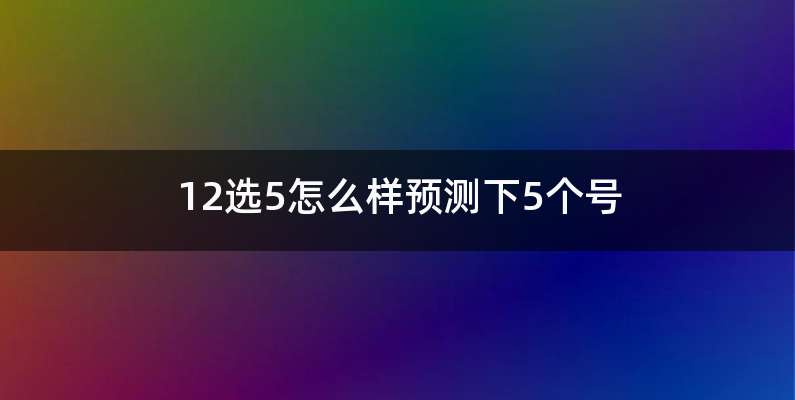 12选5怎么样预测下5个号