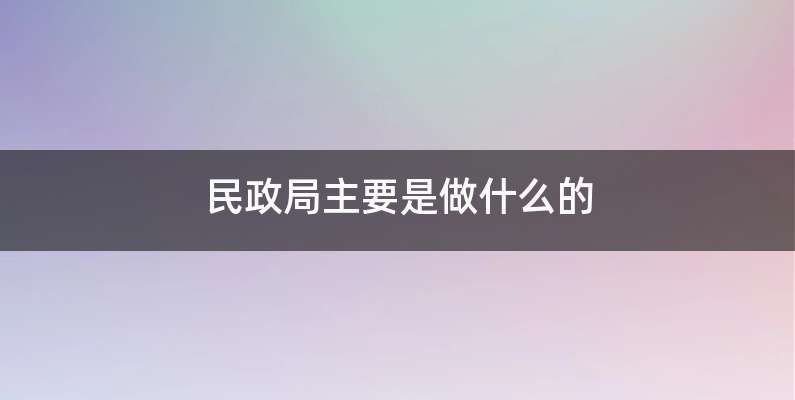 民政局主要是做什么的