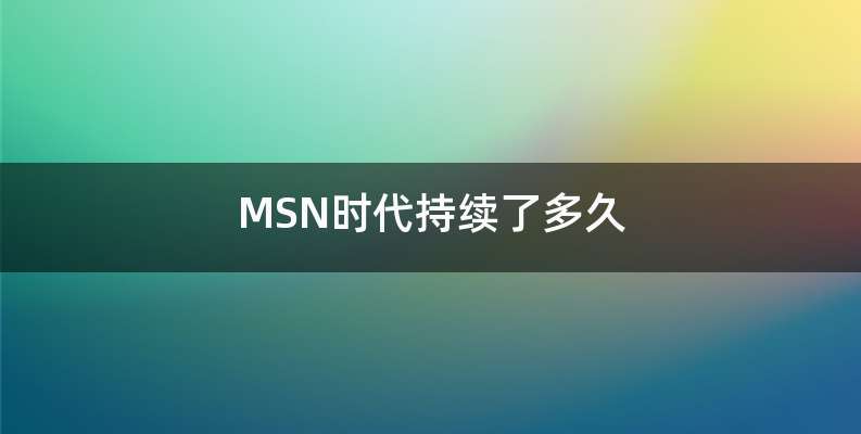 MSN时代持续了多久