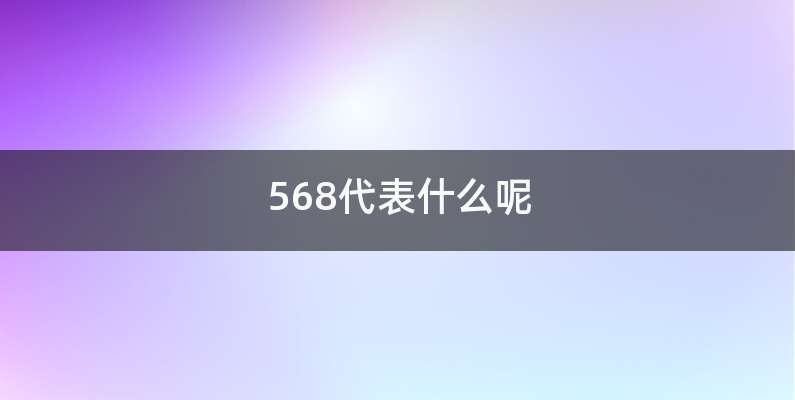 568代表什么呢