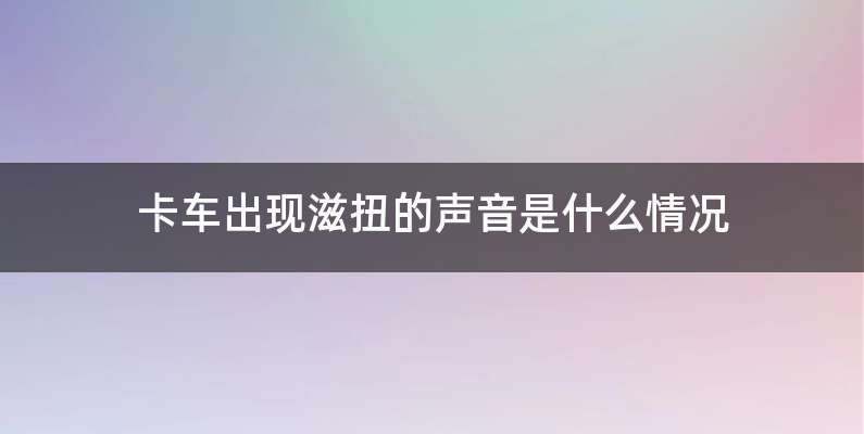 卡车出现滋扭的声音是什么情况