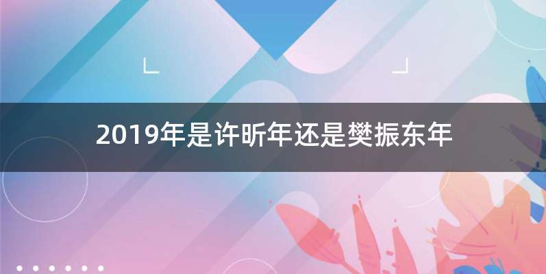 2019年是许昕年还是樊振东年