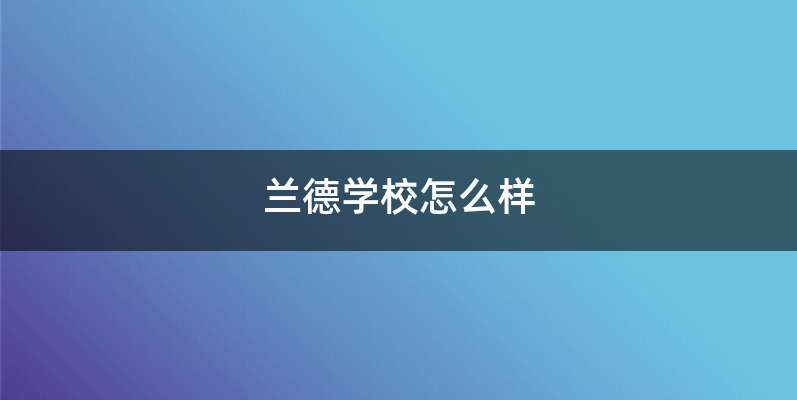 兰德学校怎么样