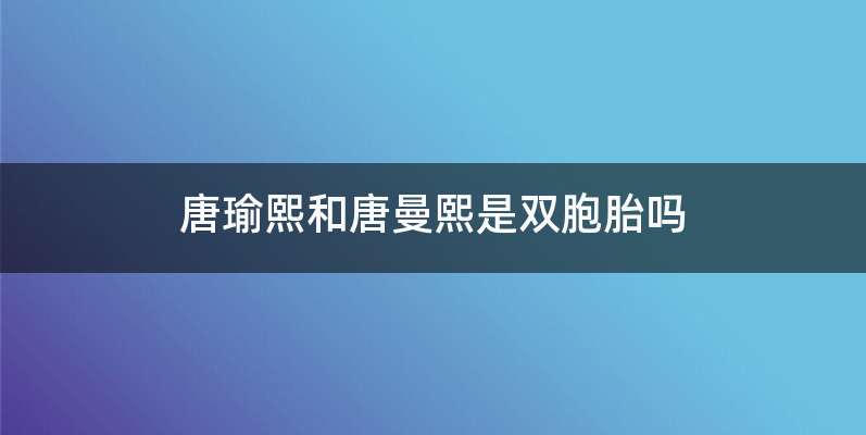 唐瑜熙和唐曼熙是双胞胎吗